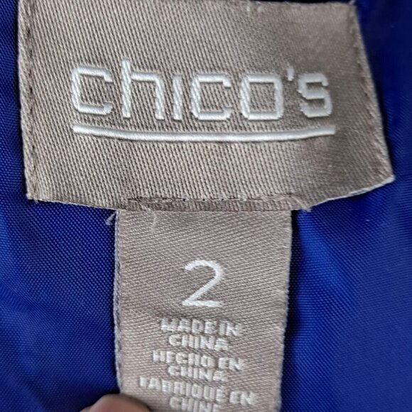 Chico's Size 2 (US Med) Cobalt Blue Sleeveless Vest Pockets Diamond Quilted - Picture 8 of 11